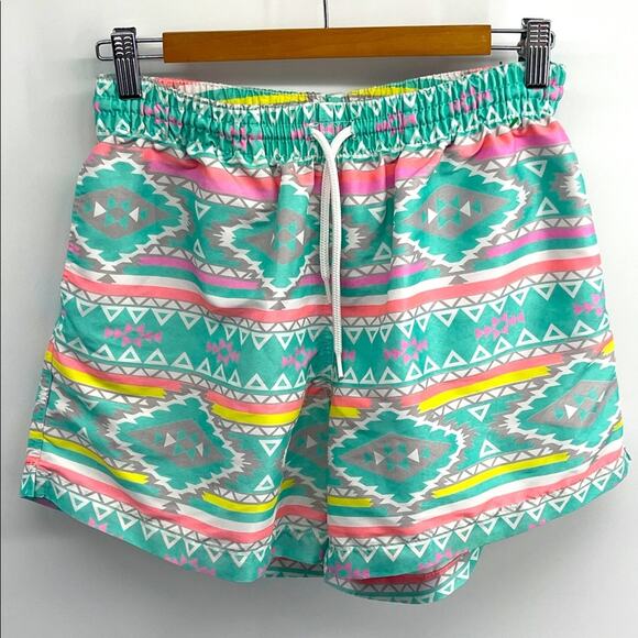 Chubbies elastic drawstring waist Aztec tribal print lined swim trunks sz L - Picture 1 of 5